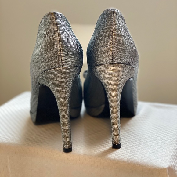 Stuart Weitzman Silver peep toe heels - Picture 3 of 4